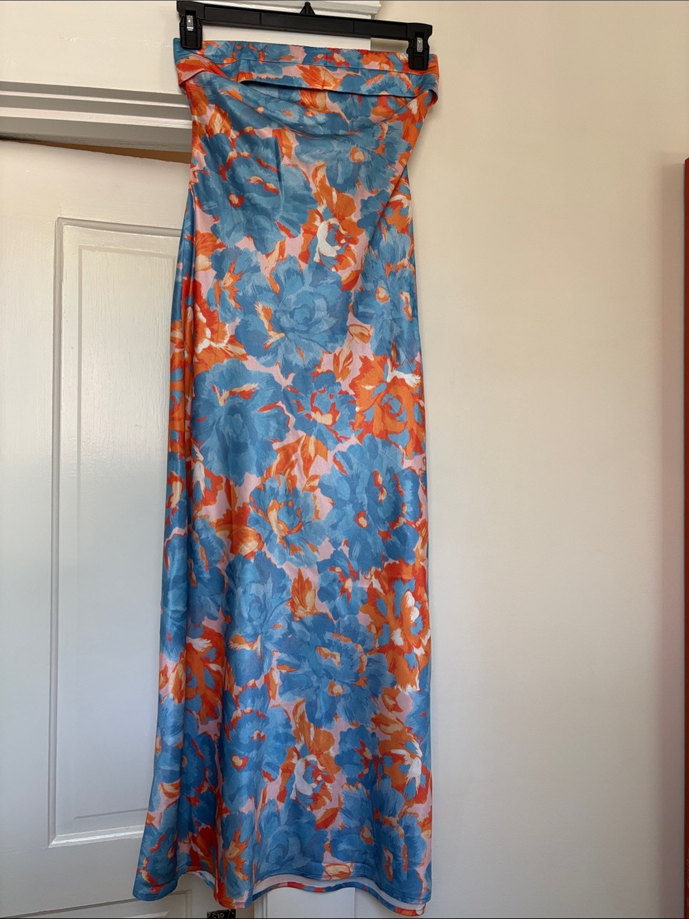 Hello Molly Blue & Orange Floral Strapless Dress